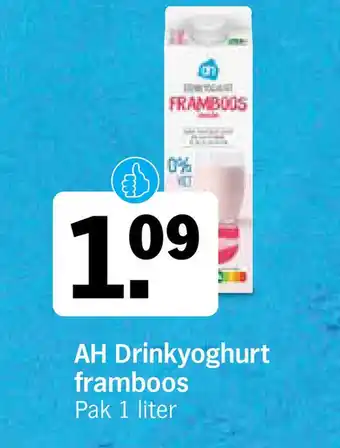 Albert Heijn Ah drinkyoghurt framboos pak 1 liter aanbieding