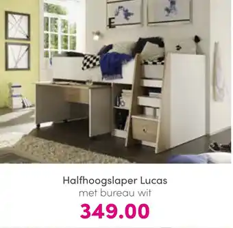 Baby & Tiener Halfhoogslaper lucas met bureau wit aanbieding