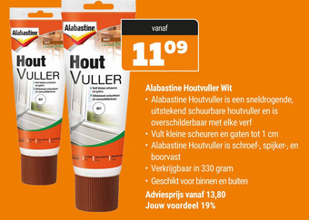 De voordeelmarkt Alabastine houtvuller wit aanbieding