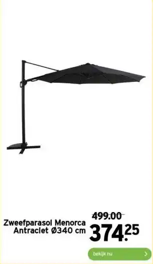 GAMMA Zweefparasol menorca antraciet ø340 cm aanbieding