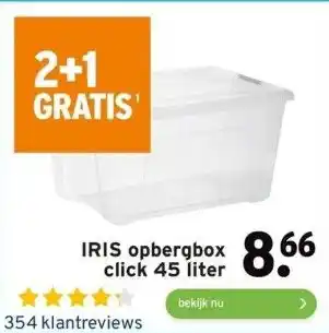 GAMMA Iris opbergbox click 45 liter aanbieding