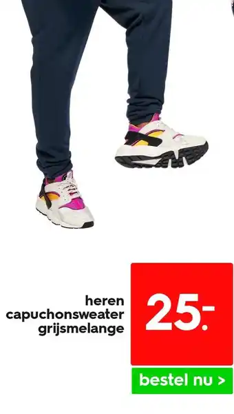 HEMA Heren capuchonsweater grijsmelange aanbieding