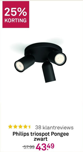 Karwei Philips triospot pongee zwart aanbieding