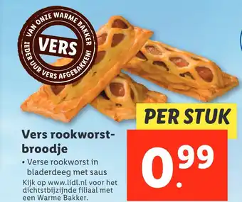 Lidl Vers rookworstbroodje aanbieding