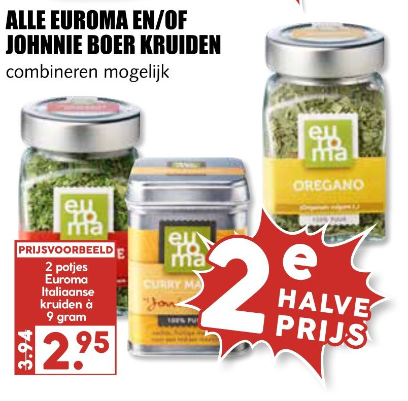 Alle euroma en/of johnnie boer kruiden aanbieding bij MCD Supermarkt