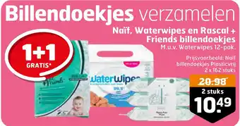 Trekpleister Naïf, waterwipes en rascal + friends billendoekjes aanbieding