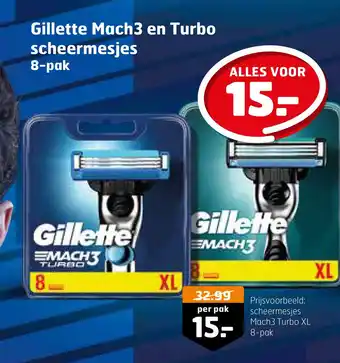 Trekpleister Gillette mach3 en turbo scheermesjes aanbieding