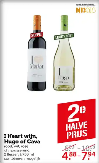 Coop I heart wijn, hugo of cava aanbieding