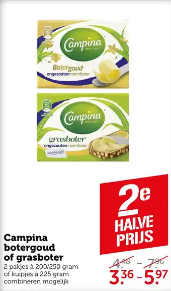 Coop Campina botergoud of grasboter aanbieding