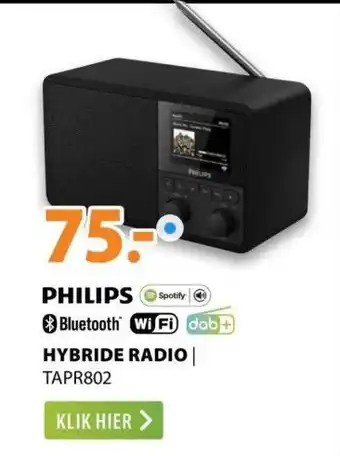 Expert Philips spotify bluetooth wi fi dab+hybride radio | tapr802 aanbieding