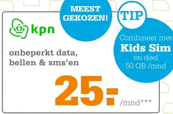 Telecombinatie Sim only kpn aanbieding