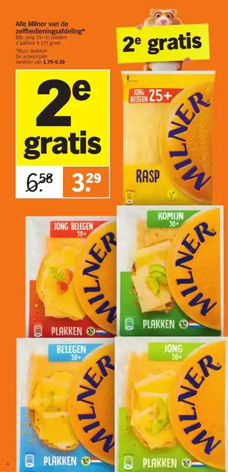 Albert Heijn Alle Milner van de zelfbedieningsafdeling 2 pakken a 175 gram aanbieding