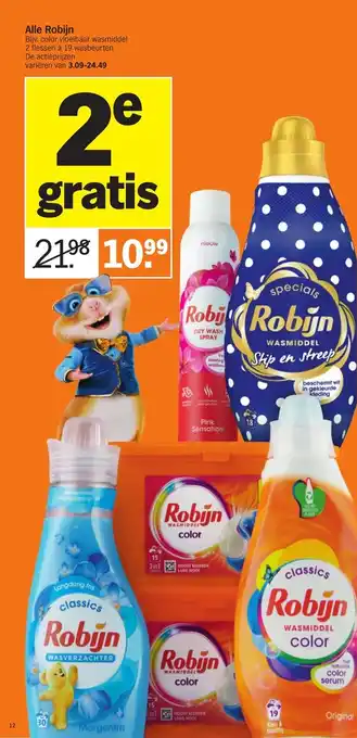 Albert Heijn Alle Robijn 2 flessen a 19 wasbeurten aanbieding