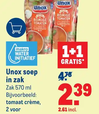 Makro Unox soep in zak aanbieding