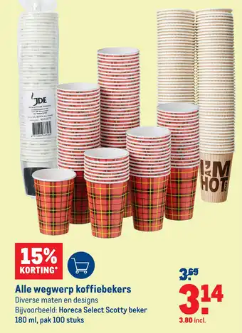 Makro Alle wegwerp koffiebekers aanbieding