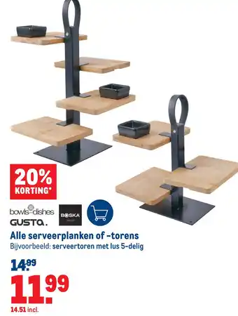 Makro Alle serveerplanken of -torens aanbieding