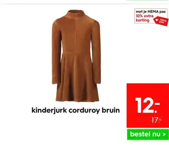 HEMA Kinderjurk corduroy bruin aanbieding