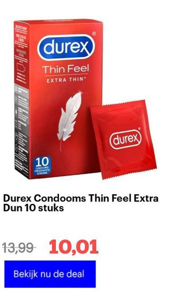 Bol.com Durex condooms thin feel extra dun 10 stuks aanbieding