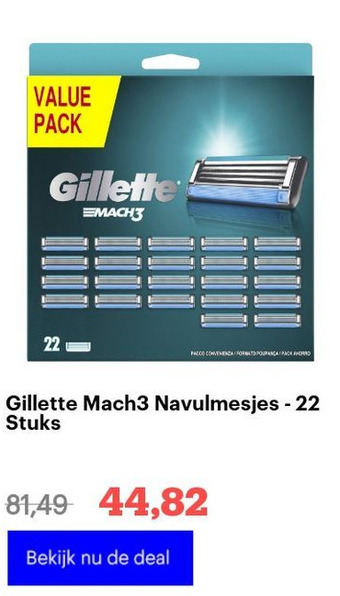 Bol.com Gillette mach3 navulmesjes - 22 stuks aanbieding
