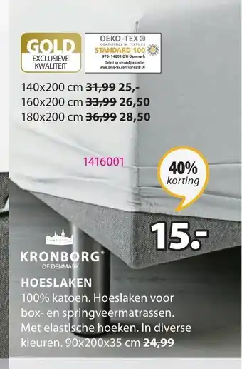 Jysk Hoeslaken 90 x 200 x 35 cm aanbieding