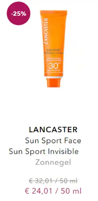 Douglas Lancaster sun sport face sun sport invisible zonnegel 50ml aanbieding