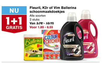 Hoogvliet Fleuril, k2r of vim ballerina schoonmaakdoekjes aanbieding