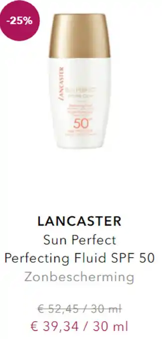 Douglas Lancaster sun perfect perfecting fluid spf 50 zonbescherming 30 ml aanbieding