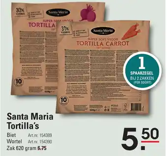 Sligro Santa Maria Tortilla's 620g aanbieding