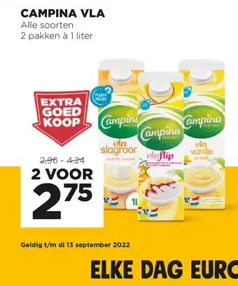 Jumbo Campina Vla 2 pakken a 1 liter aanbieding