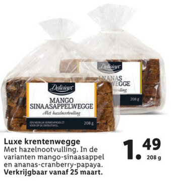 Lidl Delicieux Luxe krentenwegge 208g aanbieding