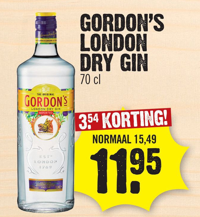 Gordon's london dry gin aanbieding bij Super Dirck 3