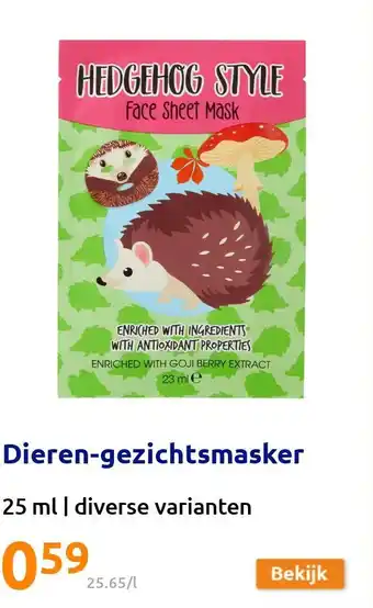 Action Dieren-gezichtsmasker aanbieding