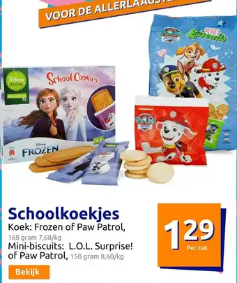 Action Schoolkoekjes koek: Frozen of Paw Patrol 168gram aanbieding