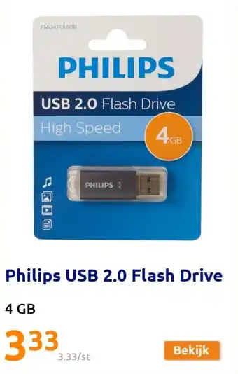 Action Philips USB 2.0 flash drive 4GB aanbieding