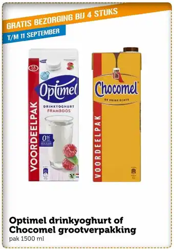 Coop Optimel drinkyoghurt of Chocomel grootverpakking 1500ml aanbieding