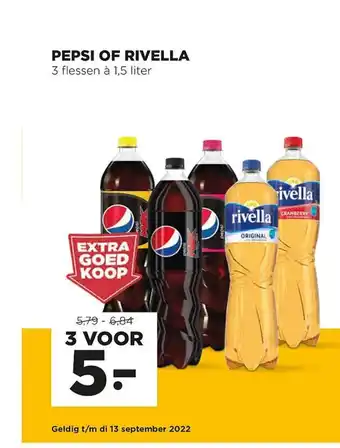 Jumbo Pepsi Of Revilla 3 flessen a 1,5 liter aanbieding