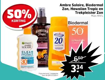 Trekpleister Ambre Solaire, Biodermal Zon, Hawaiian Tropic en Zon aanbieding