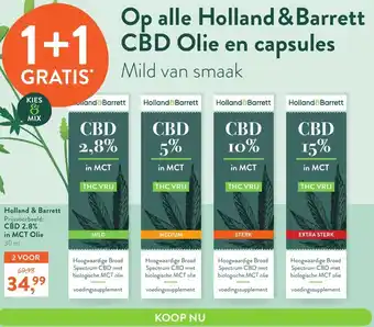 Holland & Barrett Holland & barrett cbd 2.8% in mct olie 30ml aanbieding