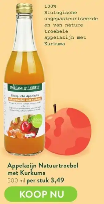 Holland & Barrett Appelazijn natuurtroebel met kurkuma 500ml aanbieding