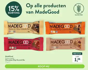 Holland & Barrett Madegood chocolate chip granola bar 36g aanbieding