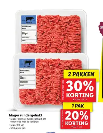 Lidl Mager rundergehakt 2 pakken aanbieding