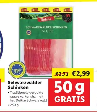Lidl Dulano Schwarzwalder Schinken 250 g aanbieding