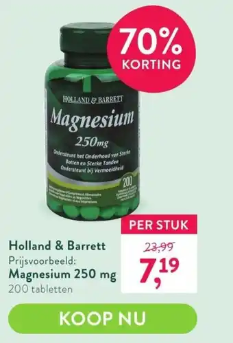 Holland & Barrett Holland & barrett magnesium 250 mg aanbieding