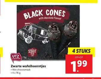 Lidl Zwarte wafelhoorntjes 4 x 78 gram aanbieding