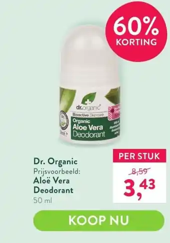 Holland & Barrett Dr. organic aloe vera deodorant 50 ml aanbieding