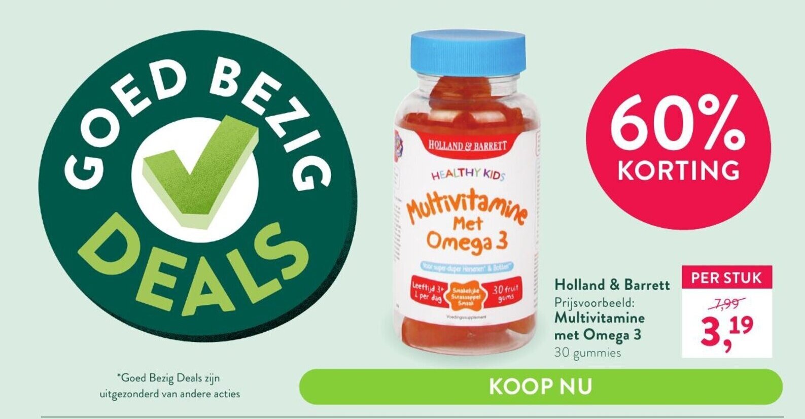 Hollan & barrett multivitamine met omega 3 30 gummies aanbieding bij