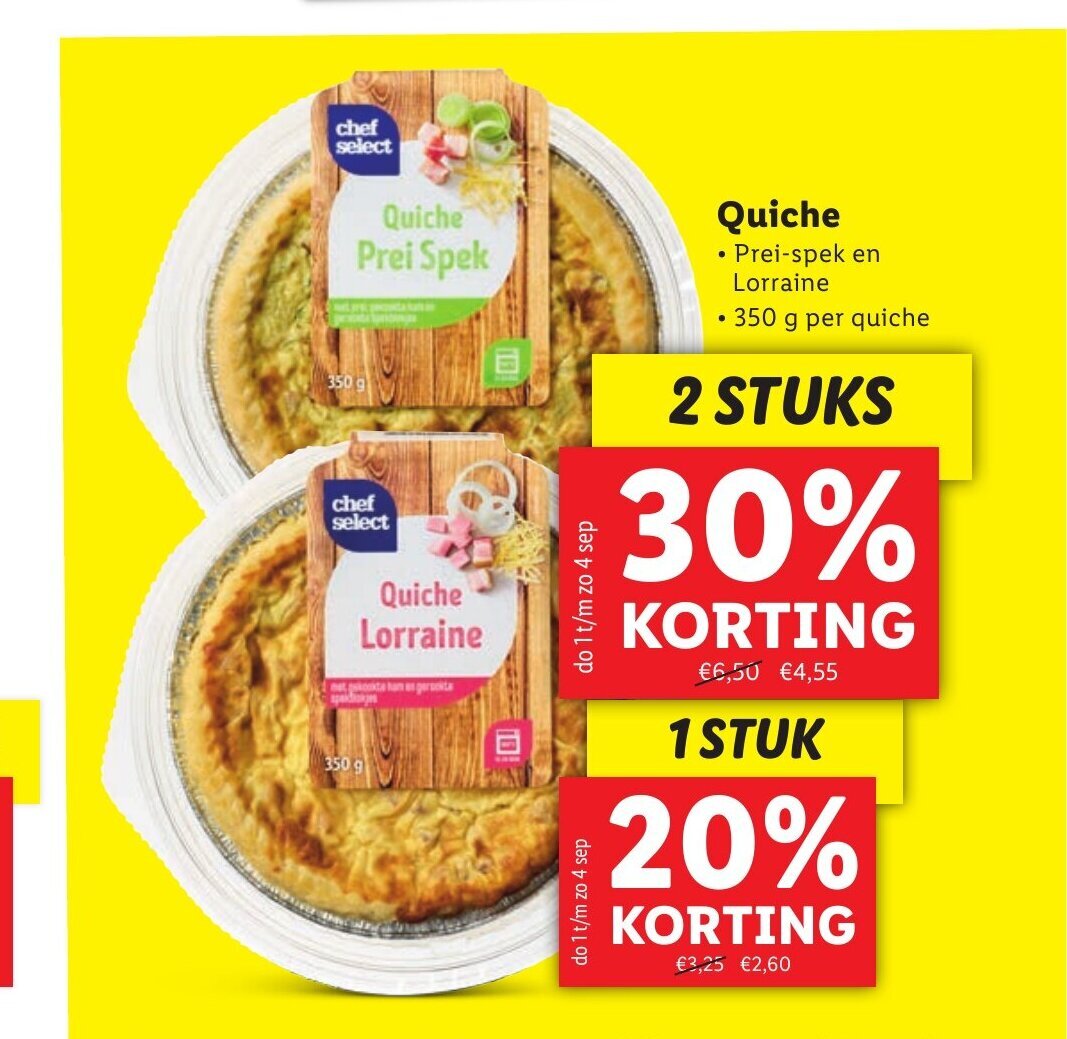Quiche 350 g 2 stuks aanbieding bij Lidl