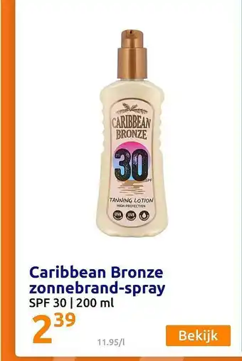 Action Caribbean Bronze Zonnebrand-Spray SPF 30 200ml aanbieding