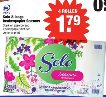 ALDI Solo 2-laags keukenpapier Seasons 4 rollen aanbieding