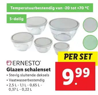 Lidl Ernesto glazen schalenset 5-delig aanbieding